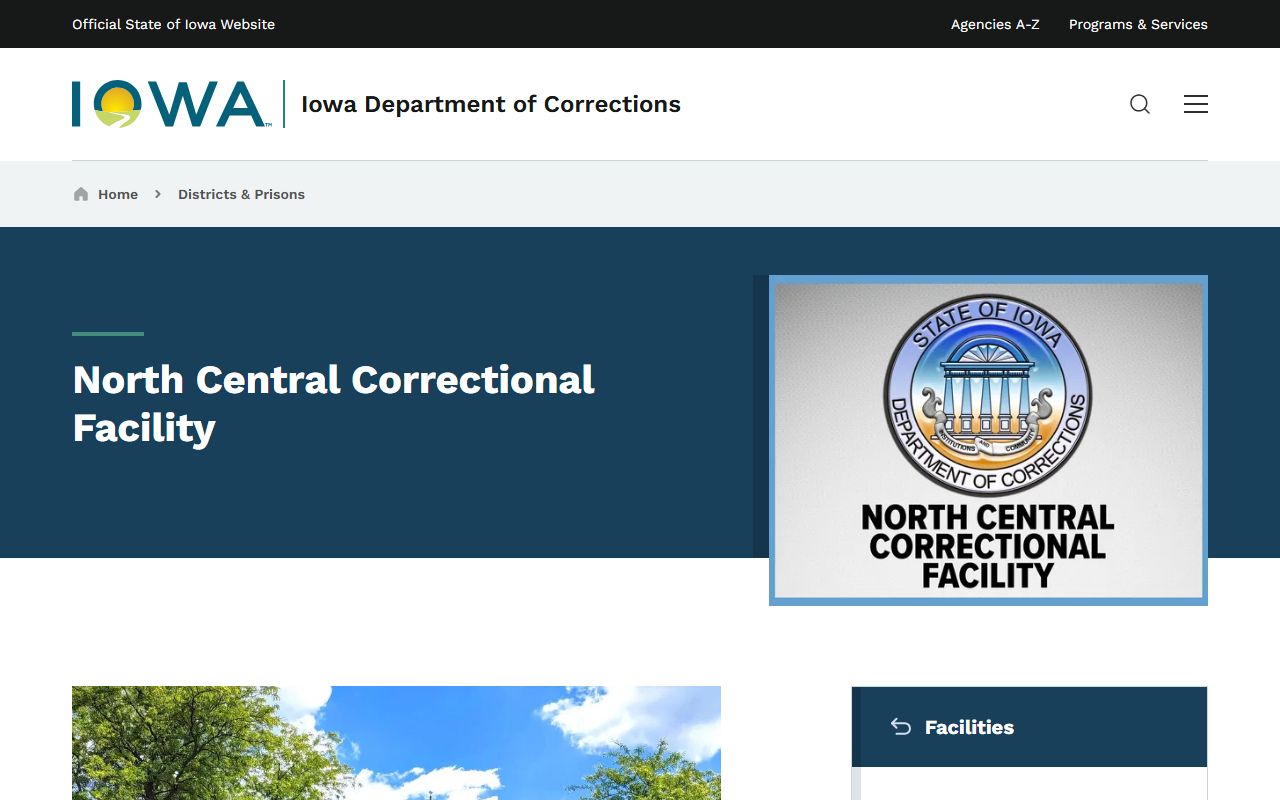 North Central Correctional Facility DOC page for Calhoun County state prison inmate lookup